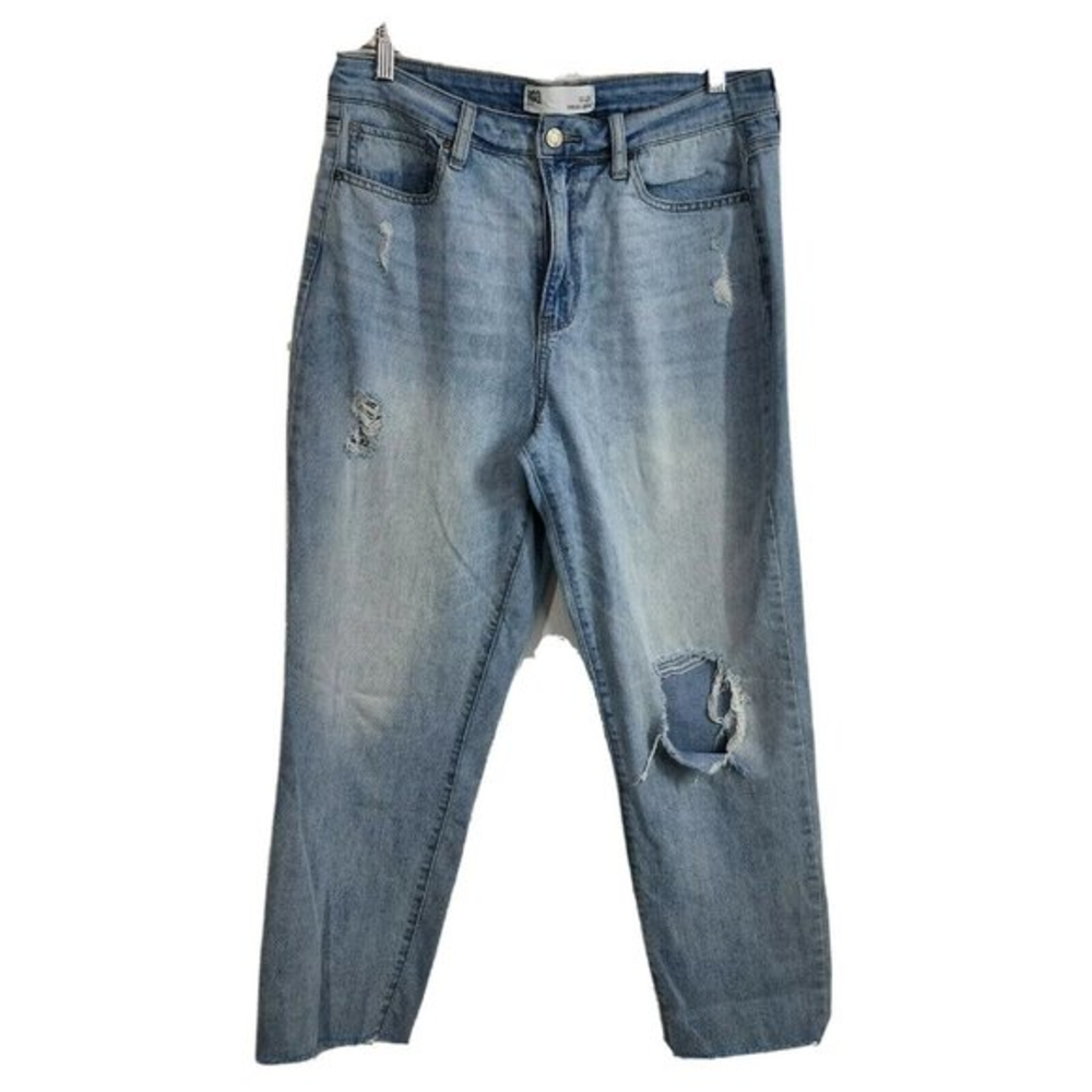 RSQ Jeans Womens Vintage Mom Jeans Distressed Ripped Jeans Size 13 31 Light Wash